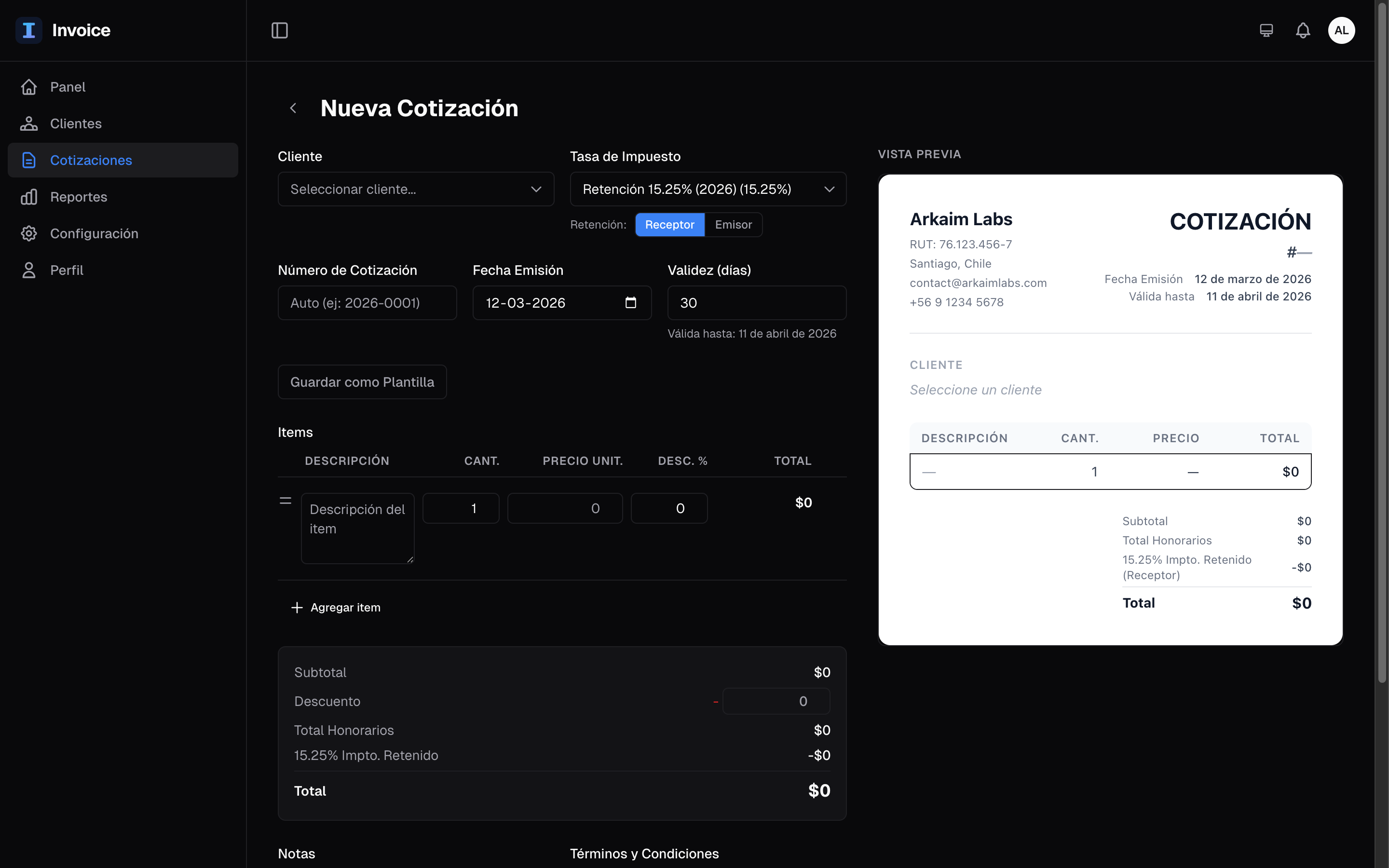 Constructor de Cotizaciones