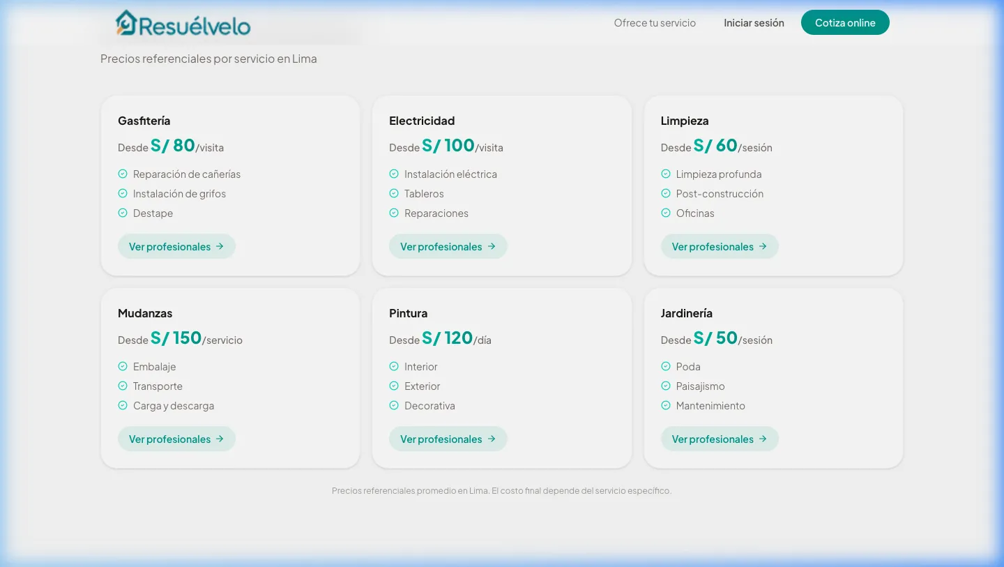 Resuelvelo.pe - Transparent Pricing